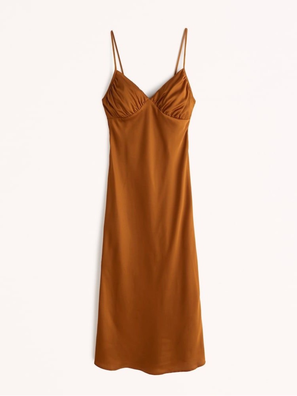 NWT A&F Ruched Satin Slip Midi Dress
